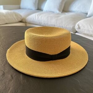 Boater straw hat with black detail - bought at a local boutique - no brand